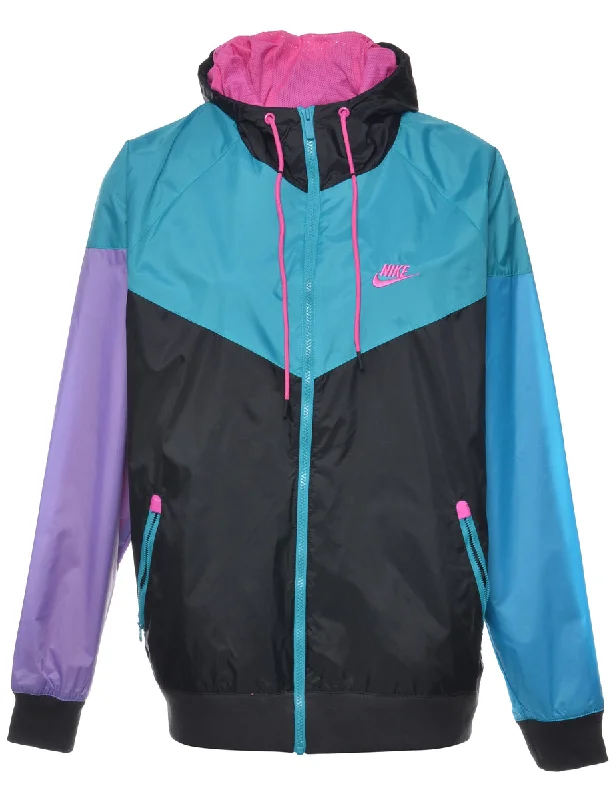 Embroidered Letters Nike Colour Block Nylon Jacket - L