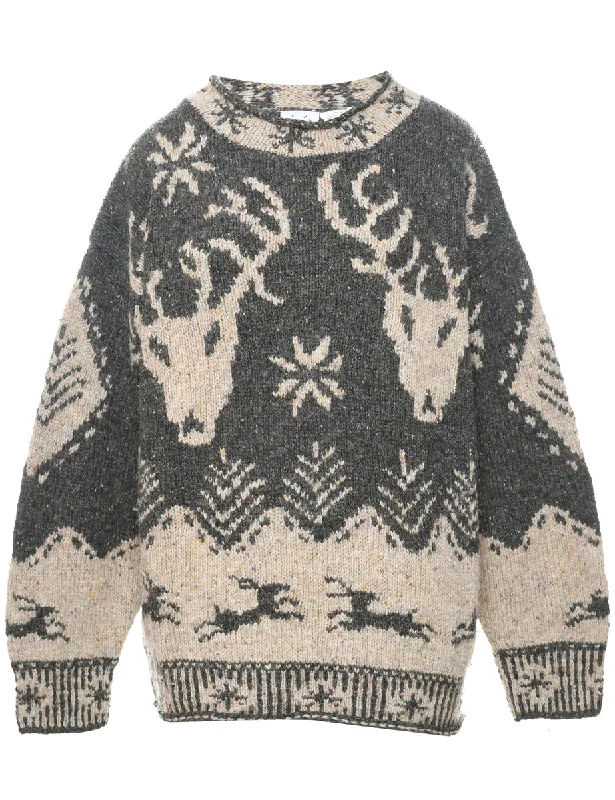 Classic Design Nordic Brown Jumper - L
