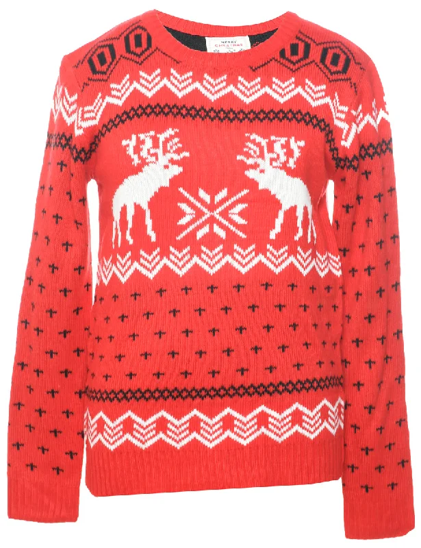 Sporty Elegance Nordic Christmas Jumper - M