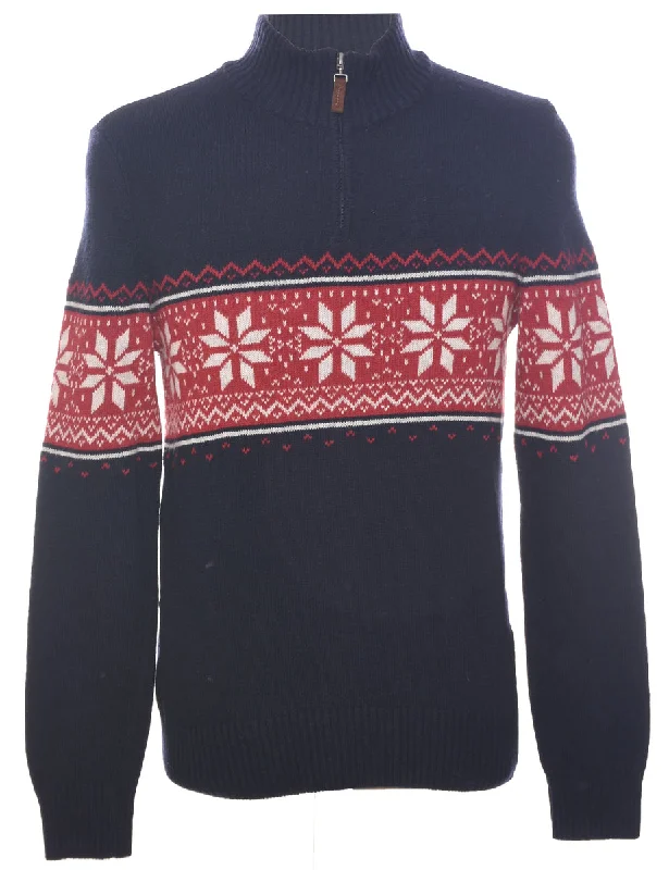 Elegant And Noble Nordic Quarter Zip Jumper - M