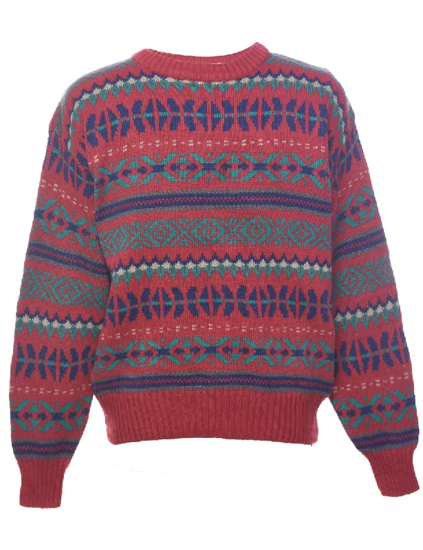 Simple Style Nordic Red Jumper - L