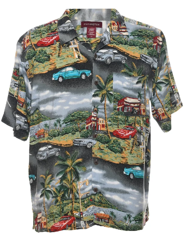 High-quality Styles Novelty Print Hawaiian Shirt - L