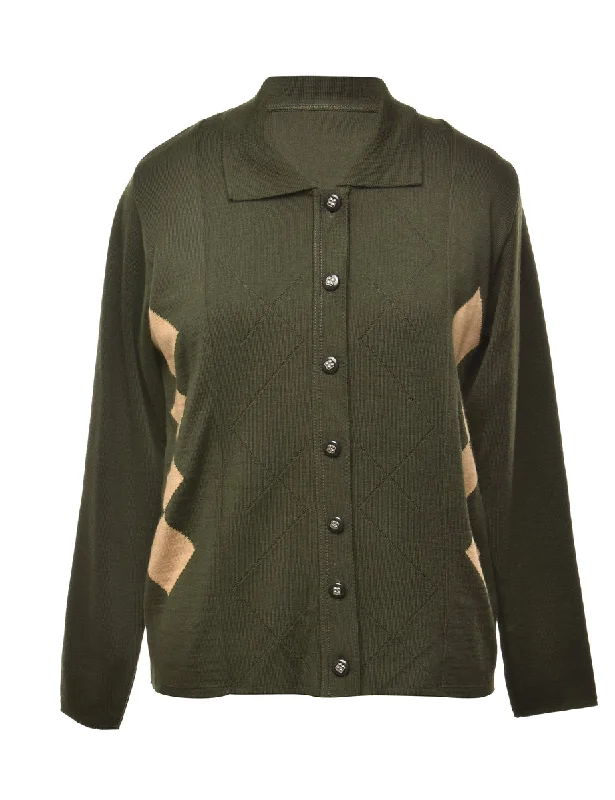 Comfortable Outfits Olive Green Cardigan - L