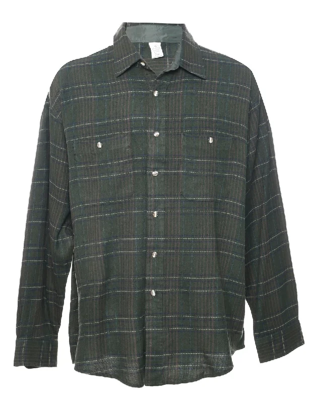 Modern Comfort Olive Green Checked Shirt - XL