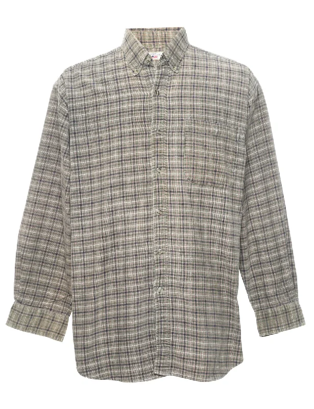 Cozy Chic Olive Green Corduroy Checked Shirt - XL