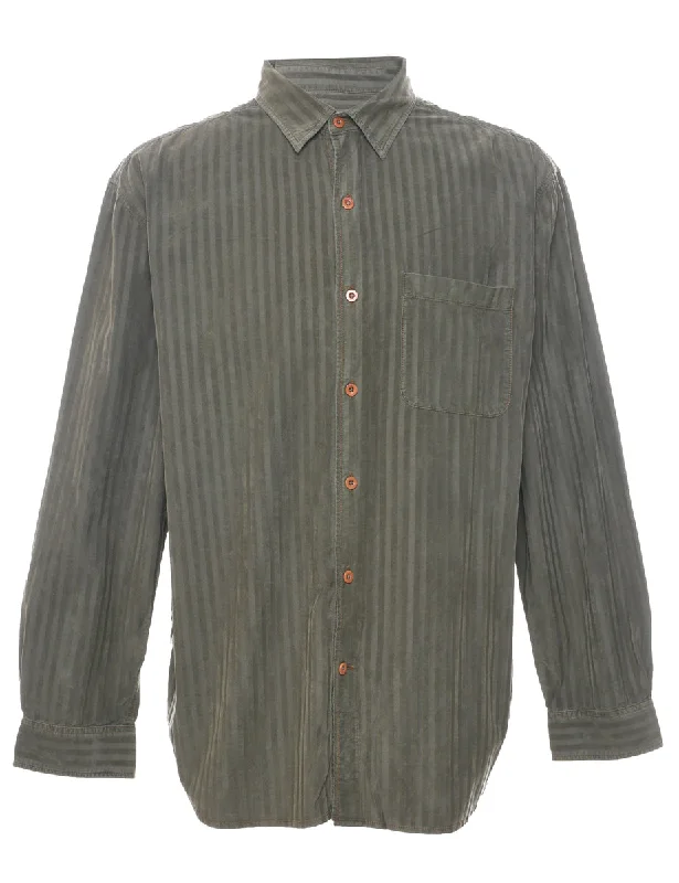 Versatile Comfort Olive Green Corduroy Shirt - L