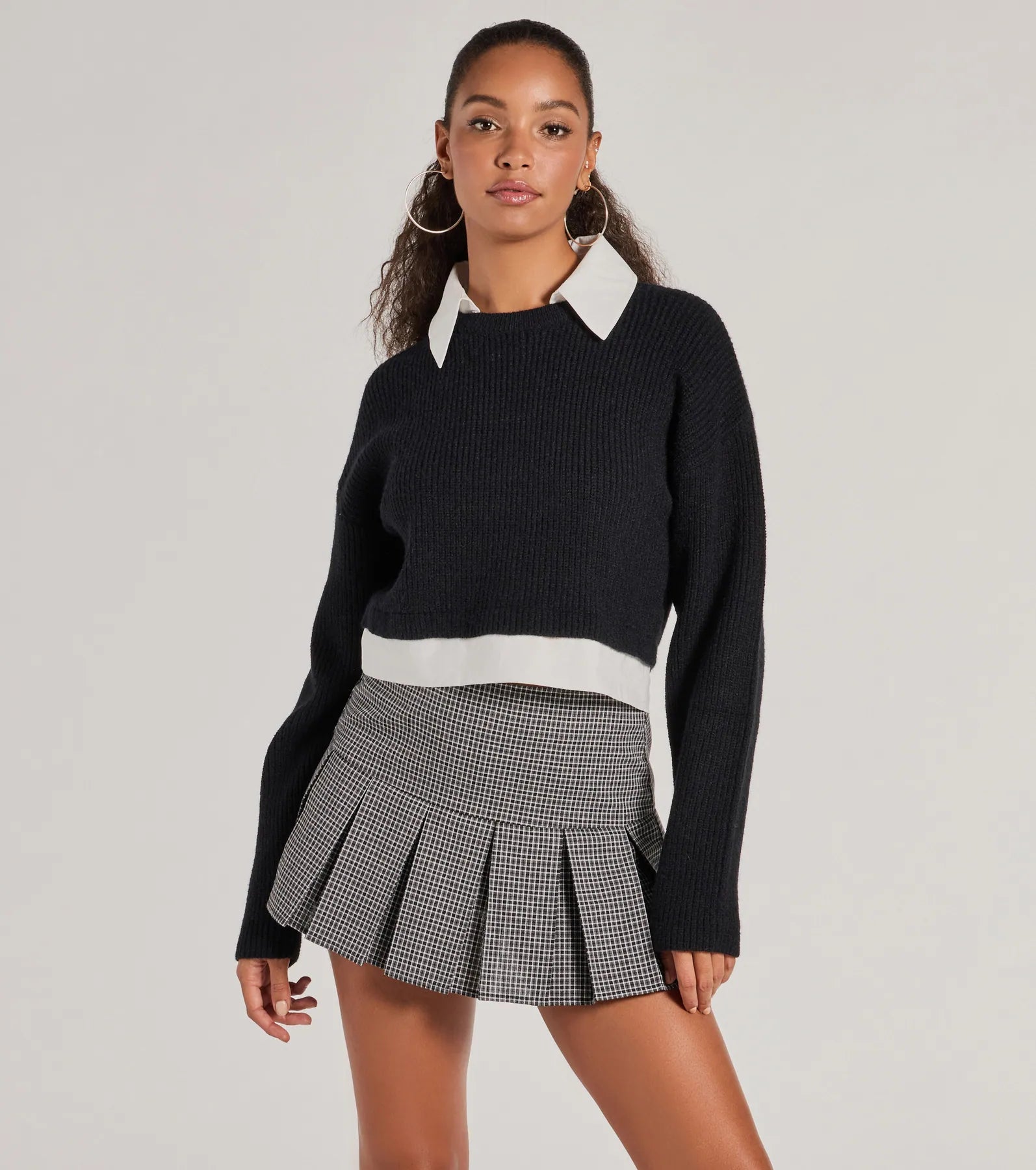 Preppy Aesthetic Collared Crew Neck Sweater