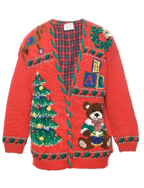 Red Christmas Cardigan - L