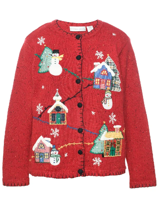 Red Christmas Cardigan - L