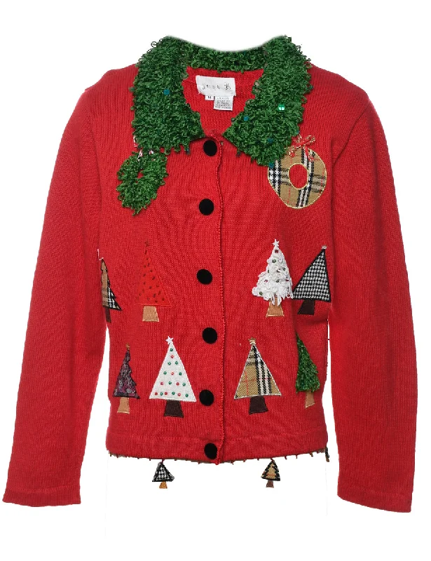 Red Christmas Cardigan - M