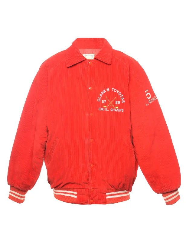 Red Corduroy Hockey Team Jacket - XL