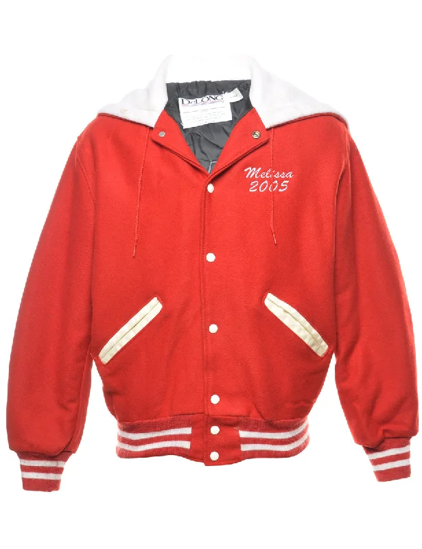 Red & White 2005 Marching Band Varsity Jacket - M