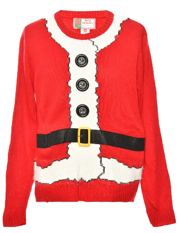 Red & White Classic Christmas Jumper - M