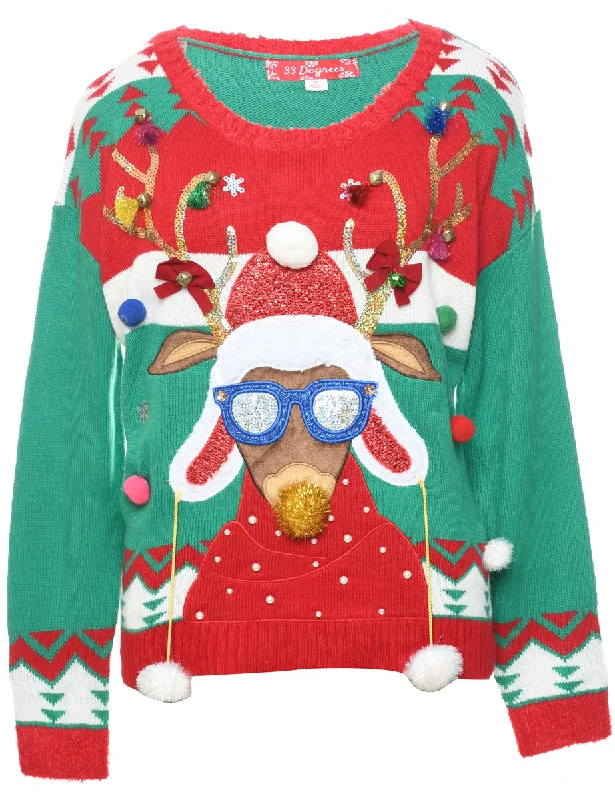 Reindeer Christmas Jumper - M