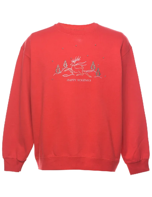 Reindeer Christmas Sweatshirt - L