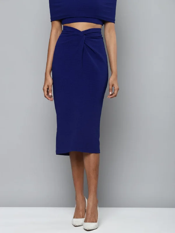 Comfortable Sweaters Royal Blue Twisted Midi Skirt