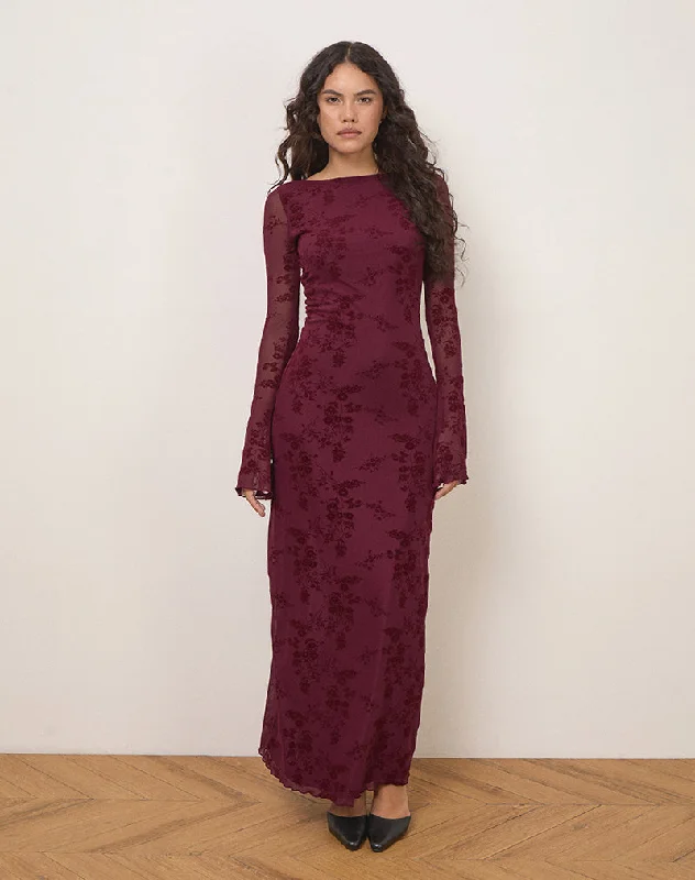 Relaxed Dresses Shaleed Dress in Botanical Flower Maroon