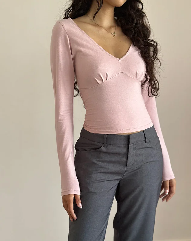Versatile Casuals Sisil Long Sleeve Top In Pink Lady