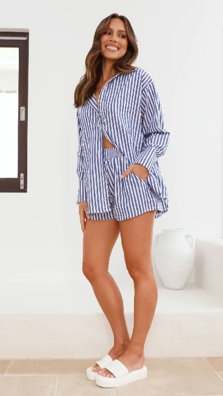 Casual Comfort Stellan Shorts - Navy Stripe