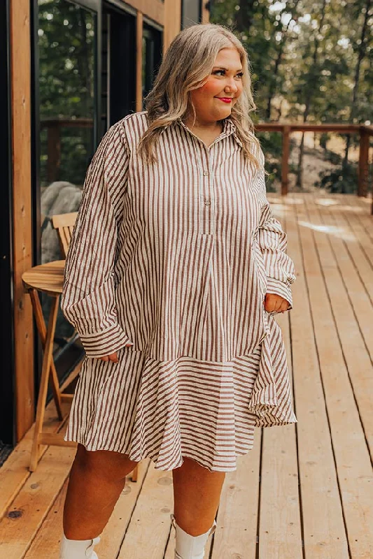 Layered Comfort Stripe A Pose Mini Dress Curves