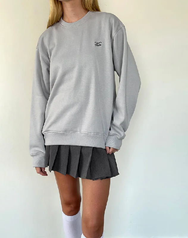 Soft Style Tillie Sweatshirt in Lunar Rock with Ocean Storm Bow Embroidery
