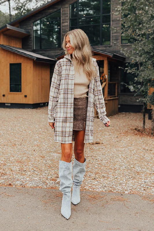Easy Fashion Touch Of Fall Plaid Tunic Dress In Cream
