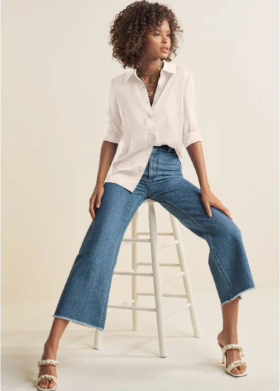 High-end Wear Soft Button-Down Blouse - Off White